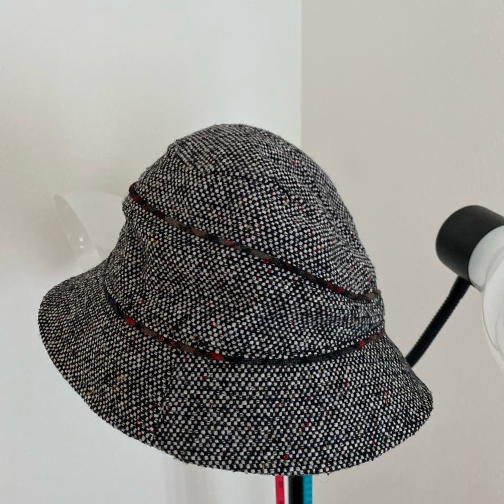 Scala Pronto Women’s Bucket Hat Salt And Pepper Pattern Plaid Lining Wool Blend